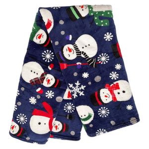 Manta Decorativa Azul Muñeco de Nieve 127x152 cm