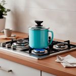 Vaso Recto de Peltre con Tapa de Vidrio Templado 14 Cm Color Aqua