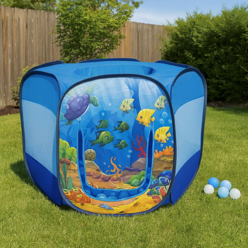 Piscina de Pelotas Infantil Plegable Diseño Océano Multicolor