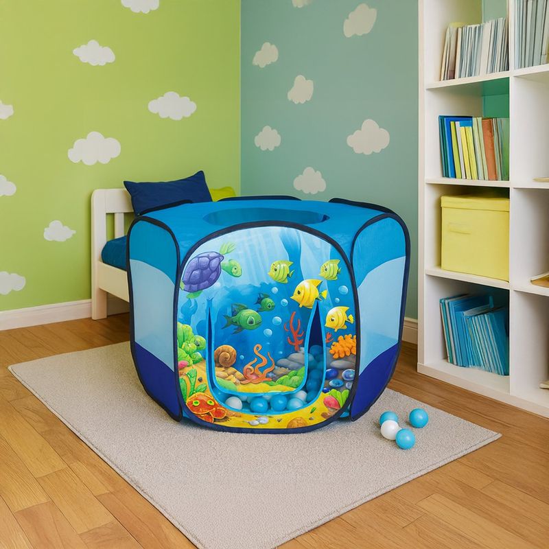 Piscina de Pelotas Infantil Plegable Diseño Océano Multicolor