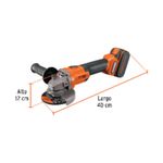 Esmeriladora Angular Inalámbrica 4.5 Plg 20 V