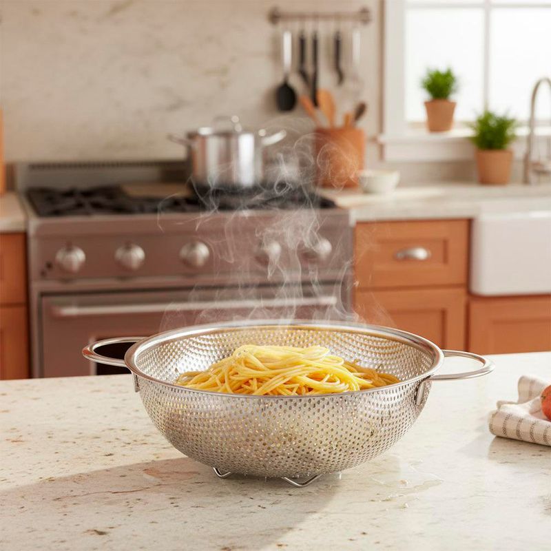 Set de Coladores Tipo Canasta de Acero Inoxidable 3 Pzas