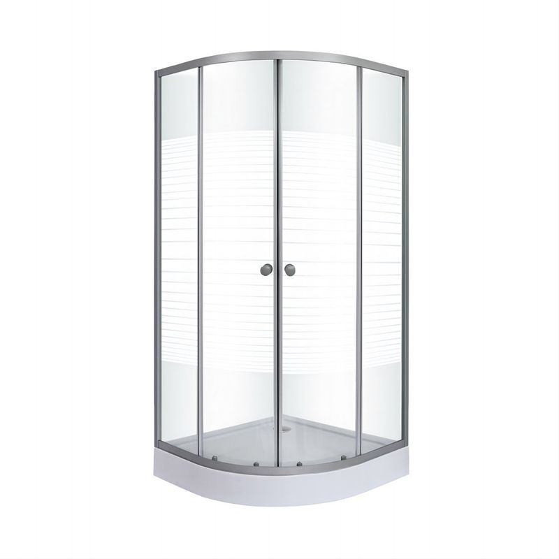 Cabina de Ducha Curva Cromada con Líneas 90 x 90 x 192 Cm