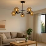 Lámpara Colgante Negra y Bronce de 5 Luces 40 W