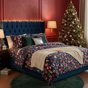 Set de Cubrecama King Pinsonic Festivo Diseño Navideño