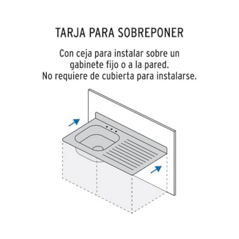 Lavatrastos de Sobreponer 100x50 cm Acero Inoxidable 1 Fosa Izquierda