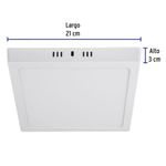 Panel LED de 18W Cuadrado de Sobreponer Luz Fría 21 Cm