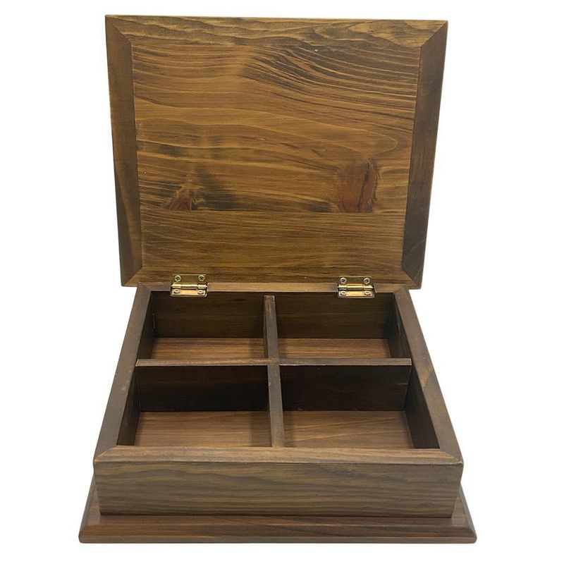 Caja de Te 4  Divisiones con Textil