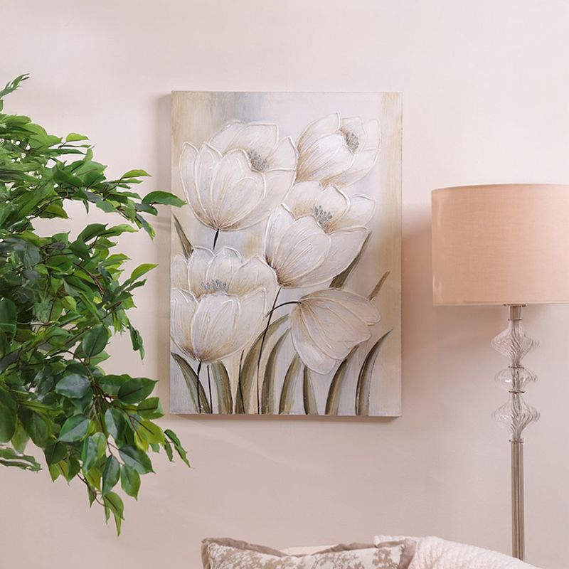 Cuadro Decorativo de Tulipanes Blancos con Relieve