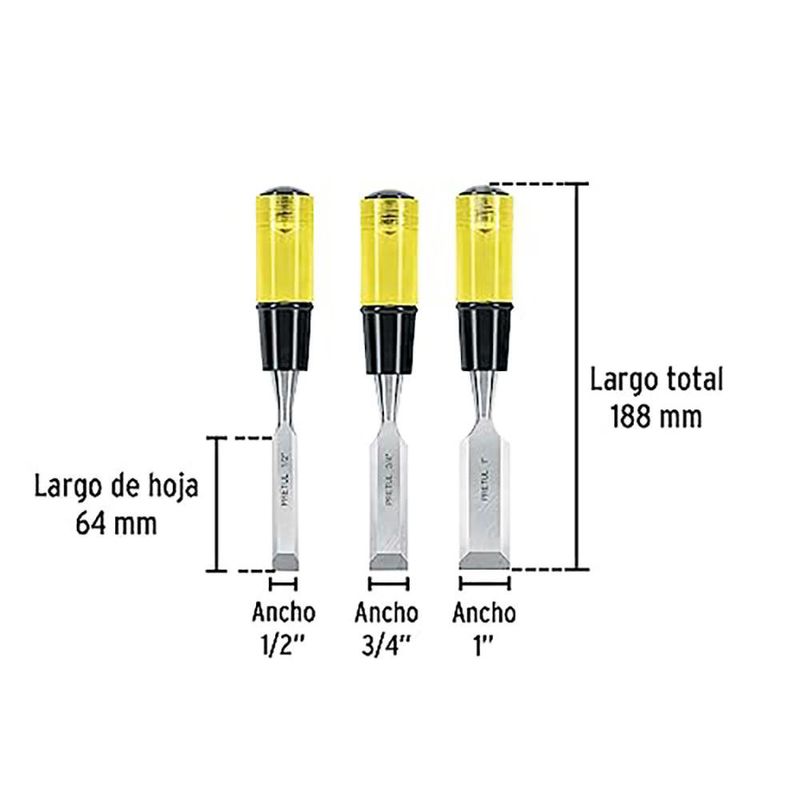 Juego de 3 Formones con Mango