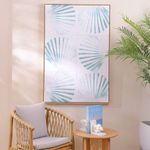 Cuadro Decorativo Conchas Marinas en Azul y Blanco con Marco