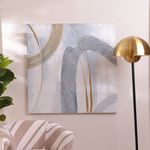 Cuadro Canvas Abstracto Gris y Dorado con Relieves