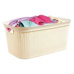 Canasta para Ropa Plástica Ratán Beige