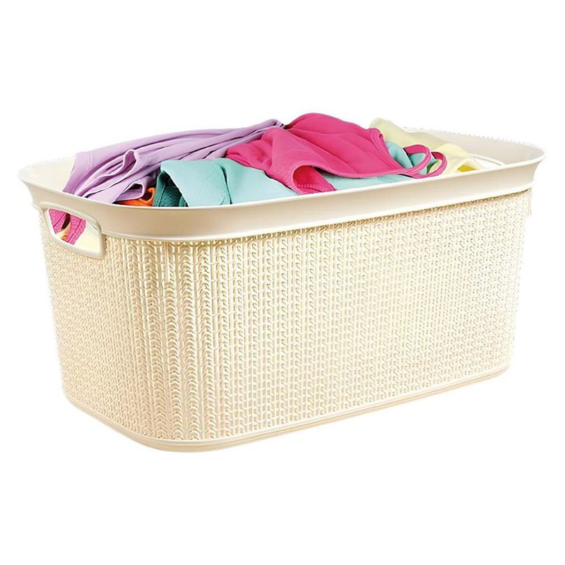 Canasta para Ropa Plástica Ratán Beige