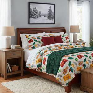 Set de Cubrecama Navideño King con Diseño de Galletas