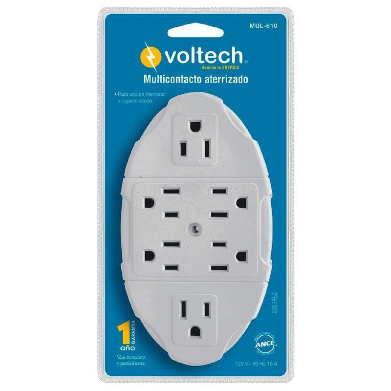 Multicontacto Tipo Regleta Aterrizado de 6 Entradas Beige