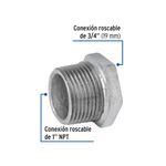 Reductor Bushing de Acero Galvanizado con Rosca 3/8 Plg x1/4 Plg