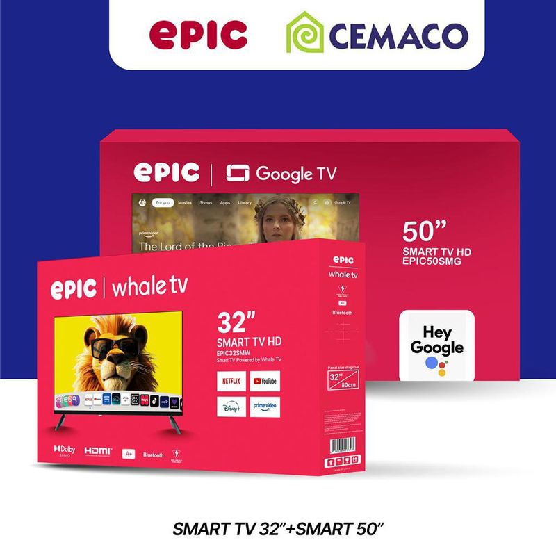 Combo de 2 Televisores Smart HD Google 50 plg y de 32 plg Whale