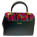 Bolso de Cuero y Textil de 22x16x7.5 Cm