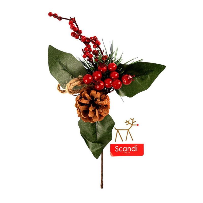 Pick Navideño con Bayas Rojas y Cono