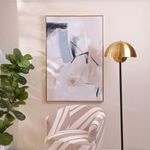 Cuadro Abstracto Beige con Marco Dorado