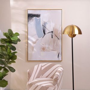 Cuadro Abstracto Beige con Marco Dorado