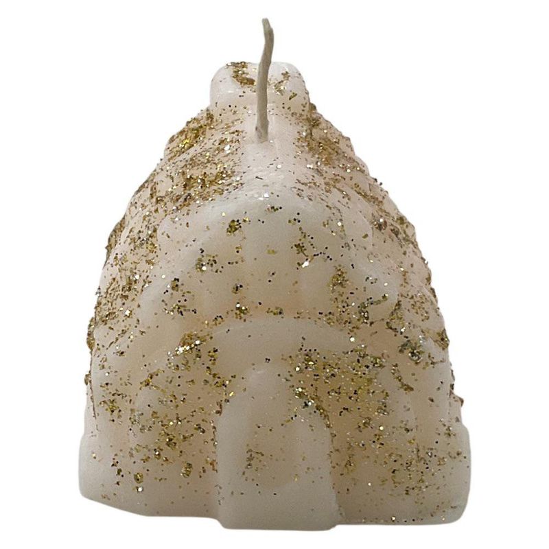 Vela Decorativa con Diseño de Villa Navideña Blanca