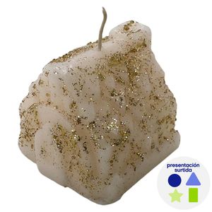 Vela Decorativa con Diseño de Villa Navideña Blanca