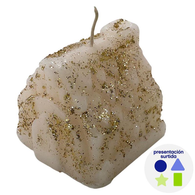 Vela Decorativa con Diseño de Villa Navideña Blanca