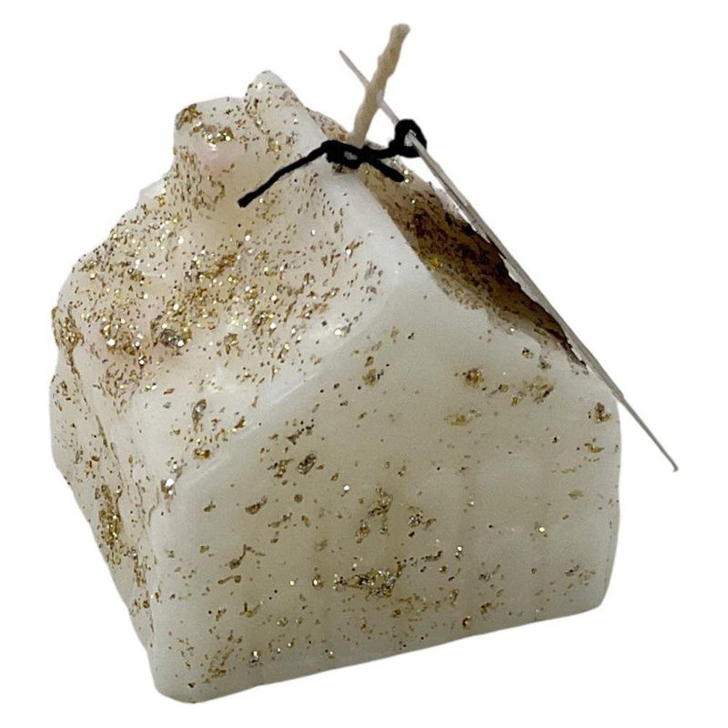 Vela Decorativa con Diseño de Villa Navideña Blanca