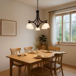 Lámpara Colgante 5 Luces Estilo Colonial Negro y Blanco