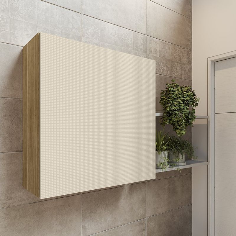 Gabinete Aéreo Art con 2 Puertas Color Castaño y Crema para Cocina de 80 cm