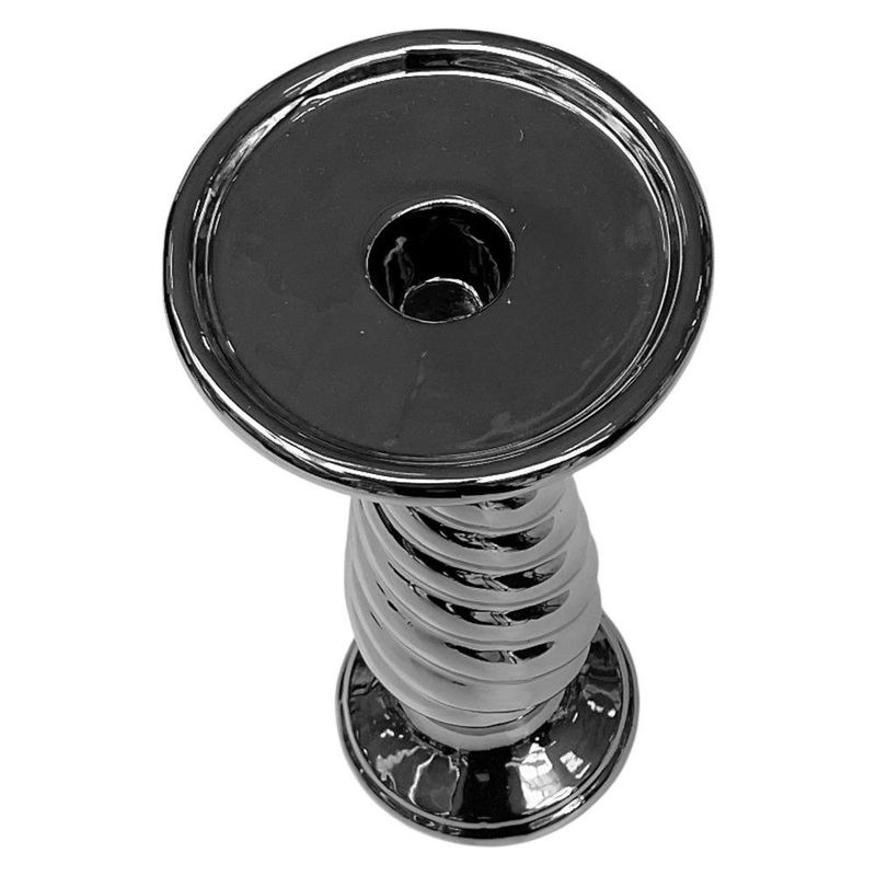 Portavela Plateado Decorativo Alto 25.5 cm