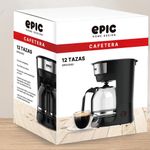 Cafetera Negra de Filtro 12 Tazas 1.25 L