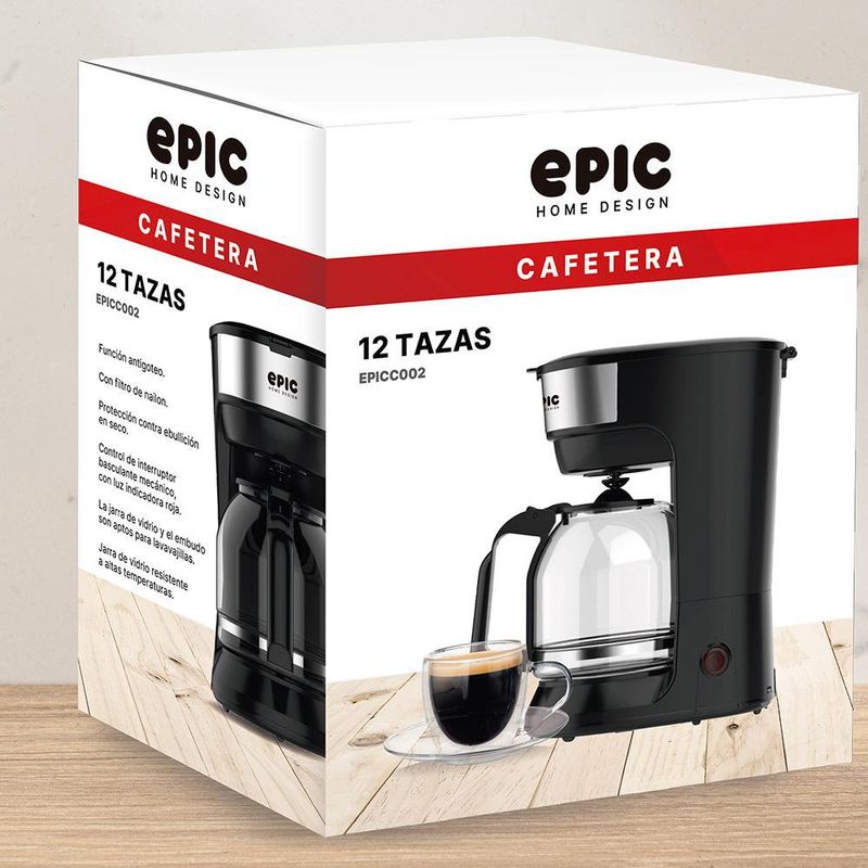 Cafetera Negra de Filtro 12 Tazas 1.25 L