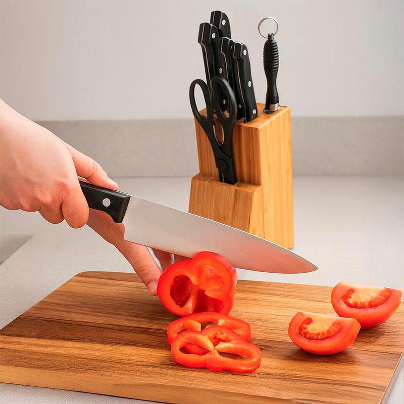 Set de 7 Cuchillos con Base de Madera para Cocina