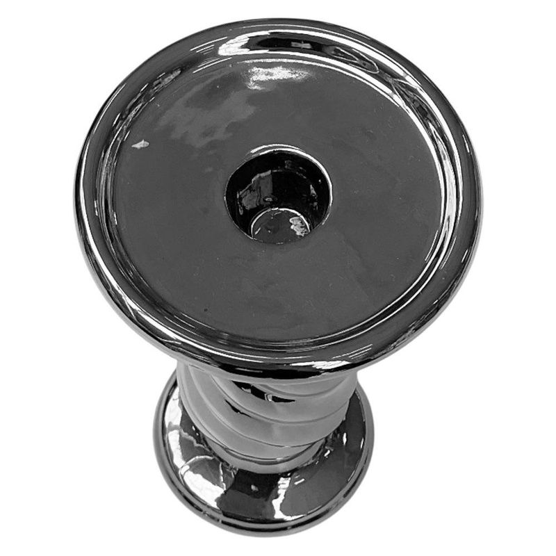 Portavela Plateado Decorativo Mediano 20.5 cm