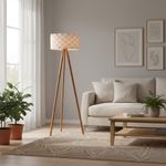 Lámpara de Pie Tipo Trípode con Pantalla Blanca