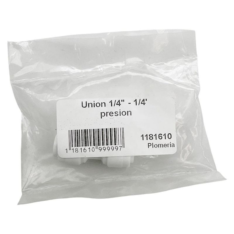 Unión Recta 1/4 Plg a Presión para Conectar Tuberías