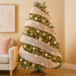 Malla Decorativa de 10.5 plg x 10 yardas Color Rosa con Blanco