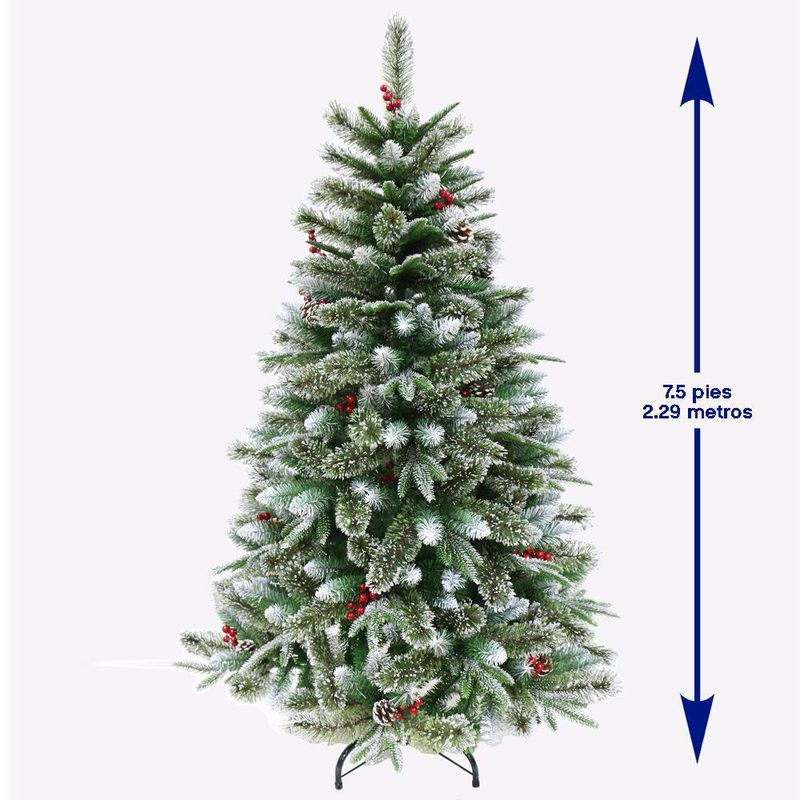 Árbol Nevado con Bayas Y Conos 7.5 Pies 1455 Tips - Scandi