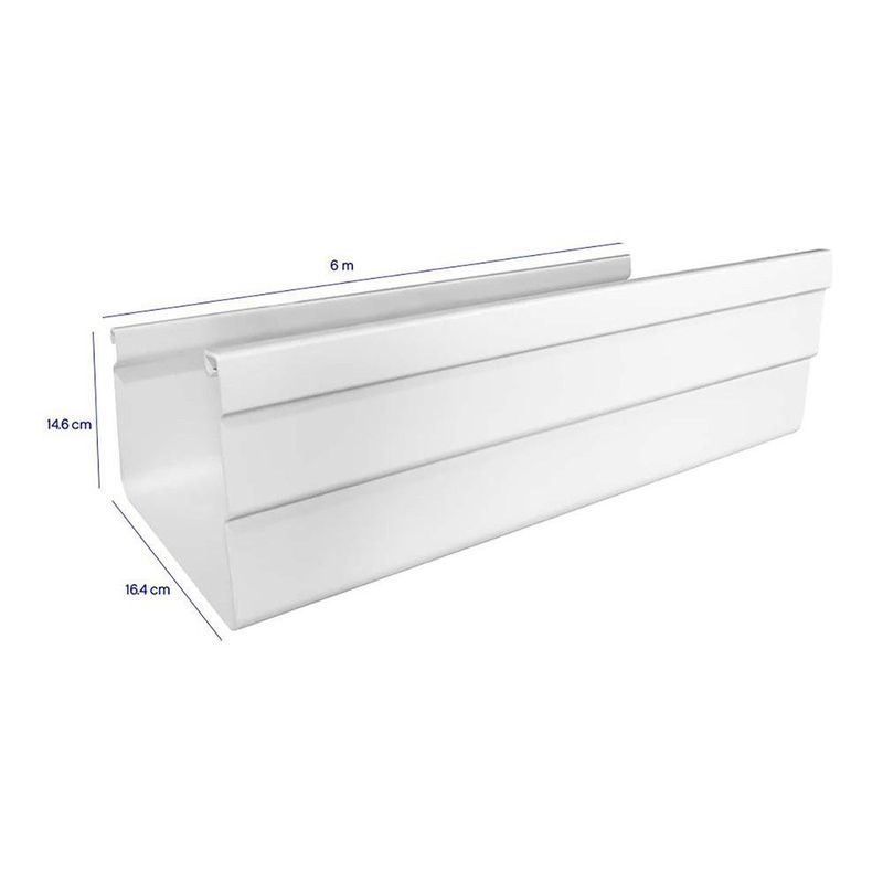 Perfil Tipo Canoa de Pvc Color Blanco de 6 m