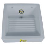 Lavadero de Pared Plástico Gris con Respaldo Antibacterial