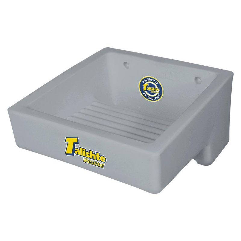 Lavadero de Pared Plástico Gris con Respaldo Antibacterial