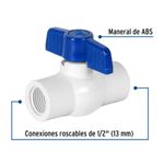 Válvula Bola de PVC con Rosca 1/2 Plg