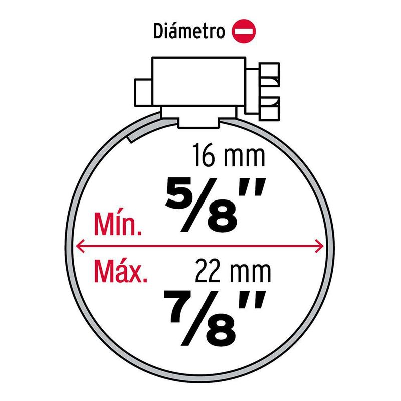 Set de 2 Abrazaderas de Acero Inoxidable 5/8 a 7/8 Plg