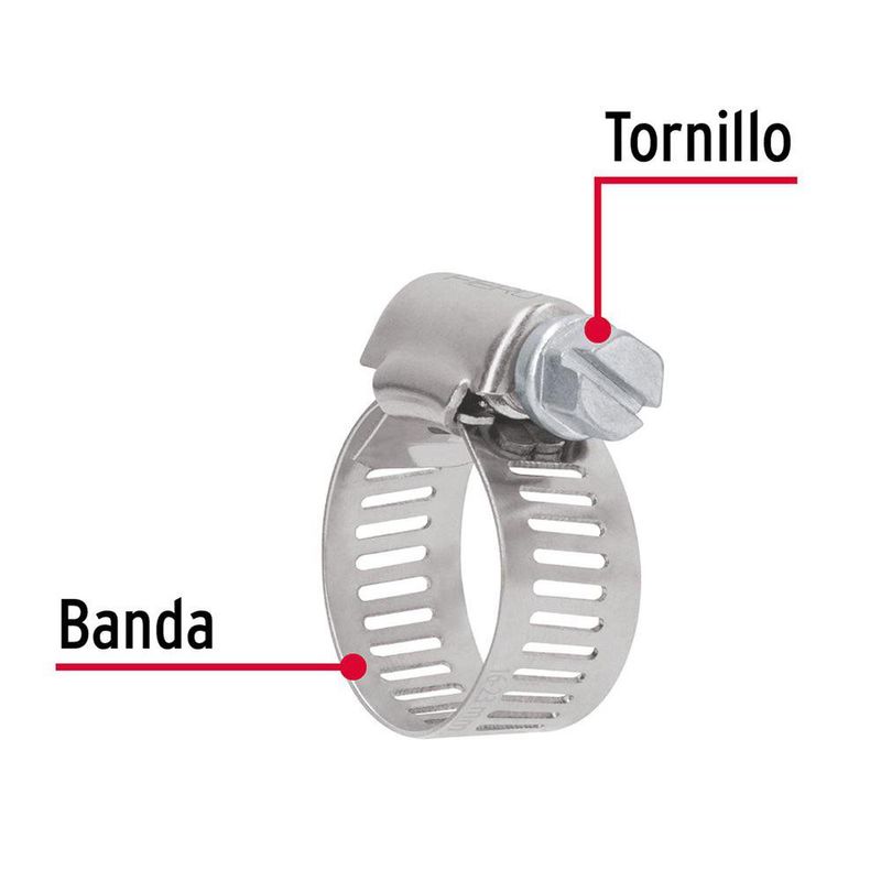 Set de 2 Abrazaderas de Acero Inoxidable 5/8 a 7/8 Plg