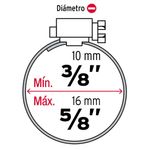 Abrazadera Ajustable apra Tubería 3/8-5/8 Plg x 5/16 Plg Metálica 10 Unidades