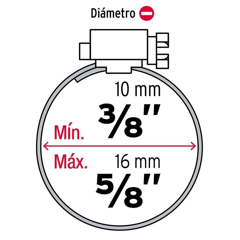 Abrazadera Ajustable apra Tubería 3/8-5/8 Plg x 5/16 Plg Metálica 10 Unidades