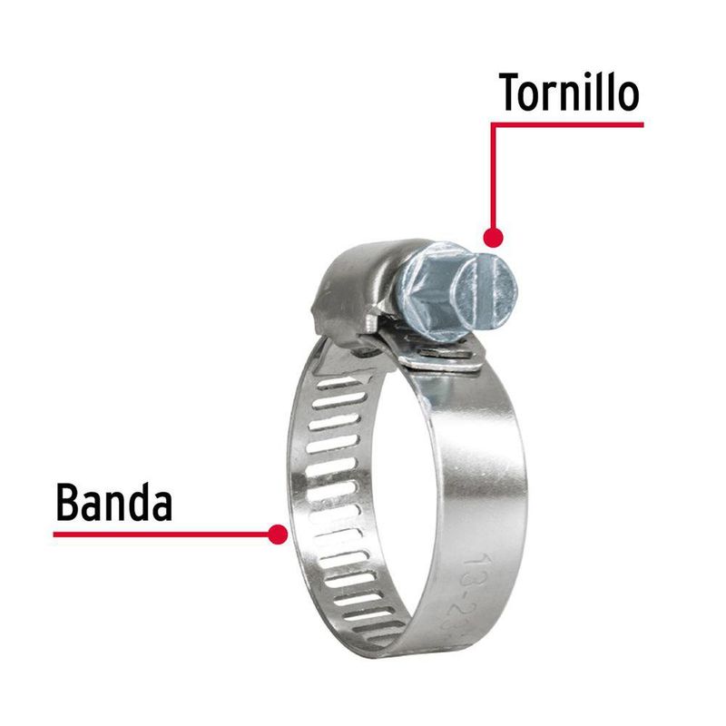 Abrazadera de Acero Inoxidable Reforzada No. 7 1/2 a 7/8 Plg 2 Pzas